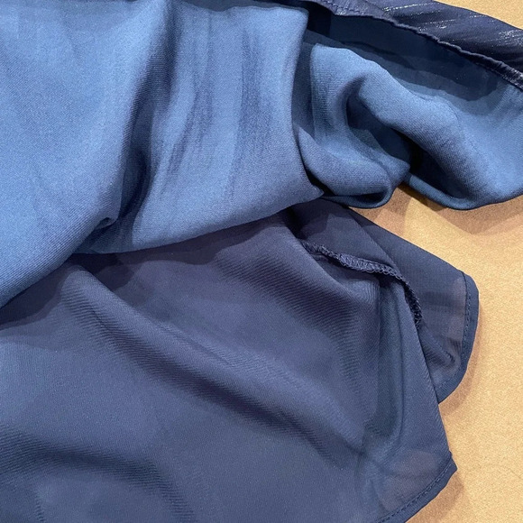 Current Air Blue Metallic Smocked Sleeve Mini Dress Size Large - Picture 7 of 13